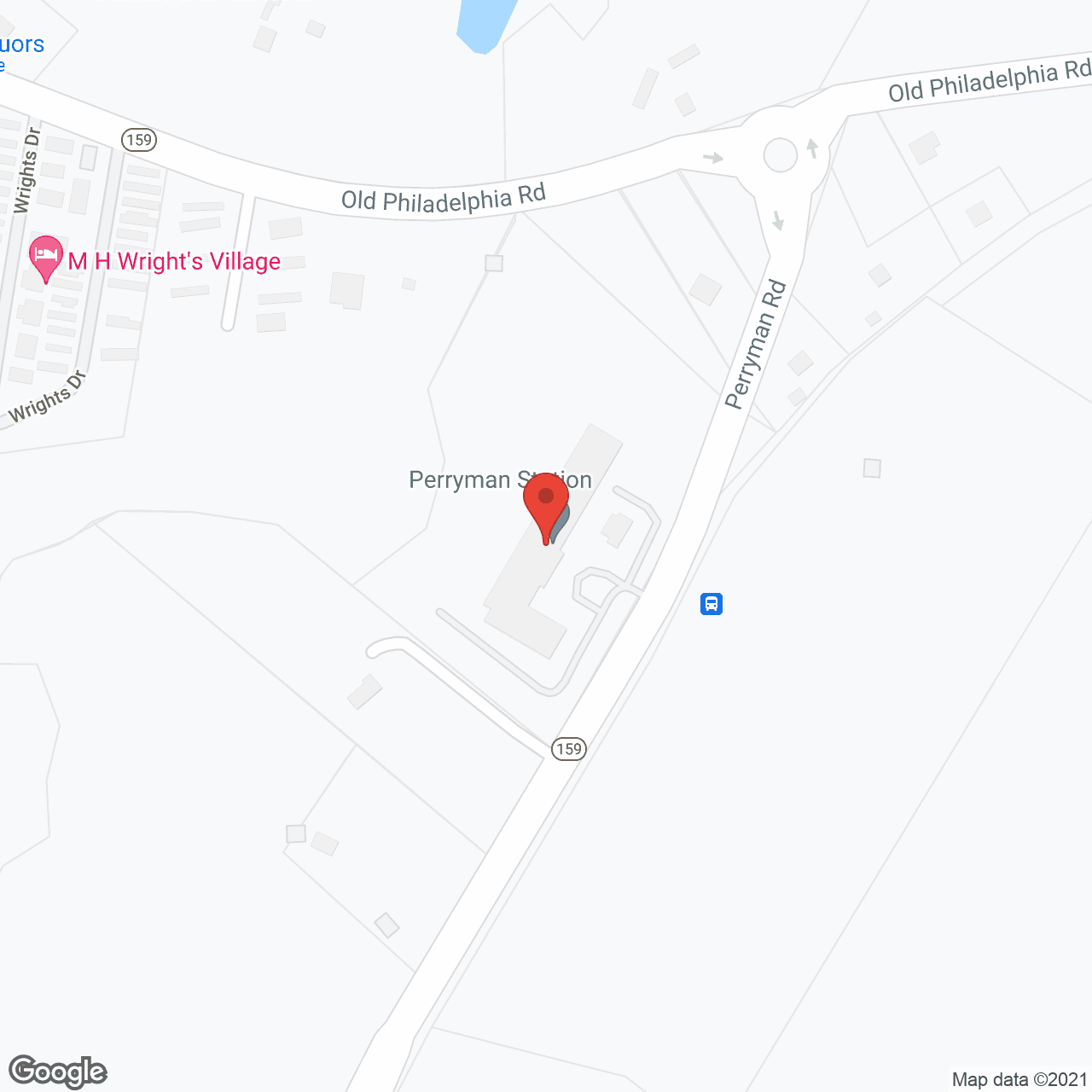 Map of the neighborhood around Perryman Station