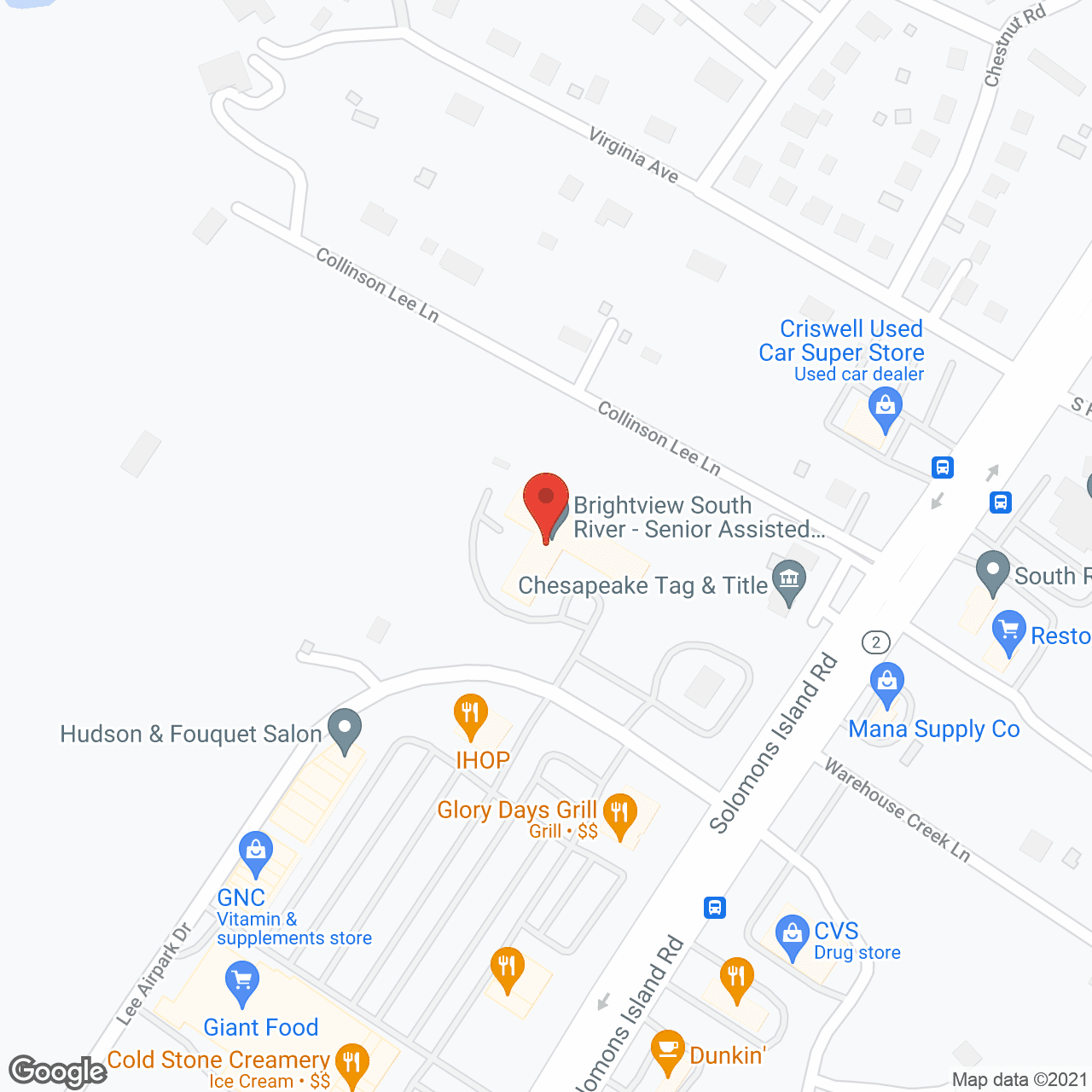 Map of the neighborhood around Brightview South River