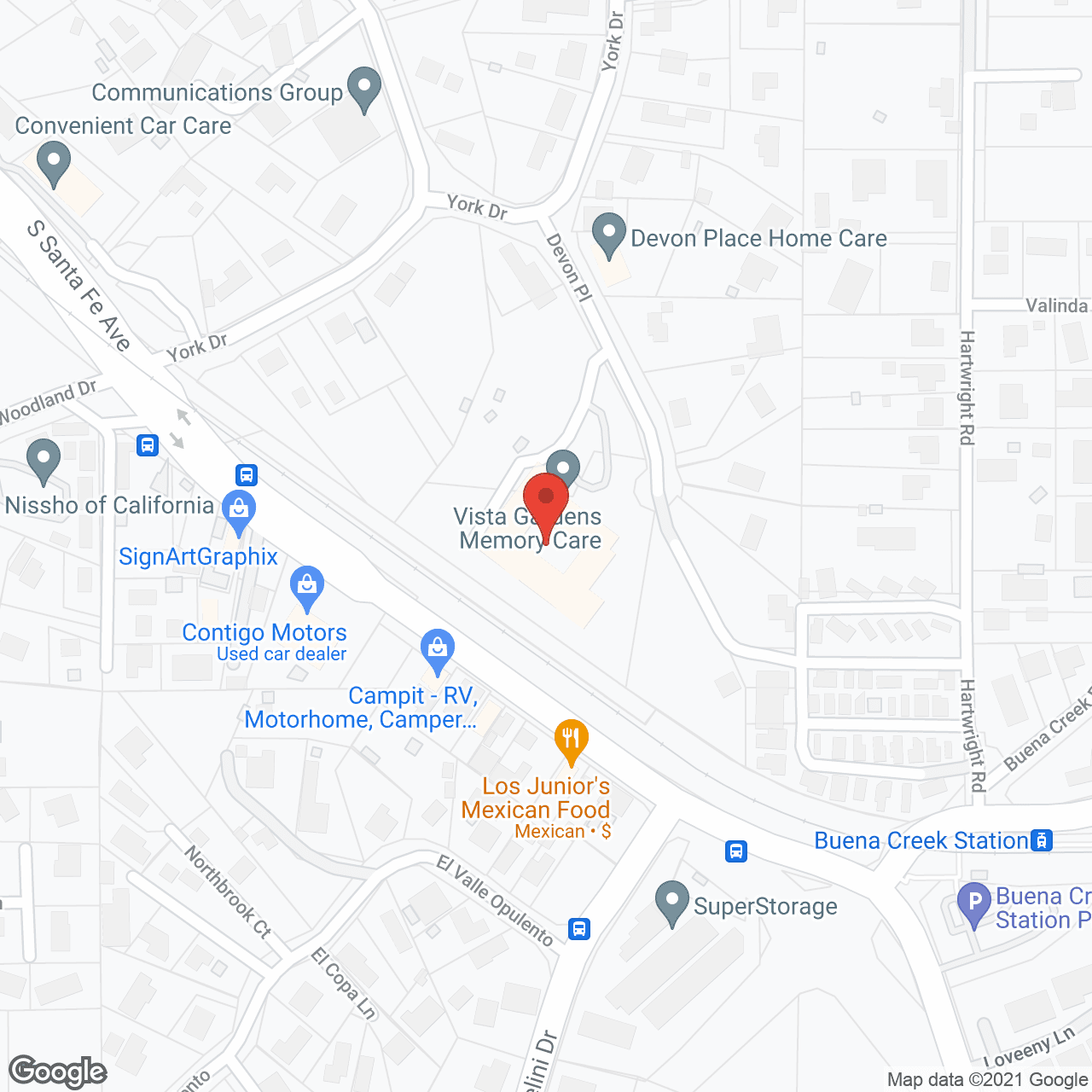 Map of the neighborhood around Vista Gardens