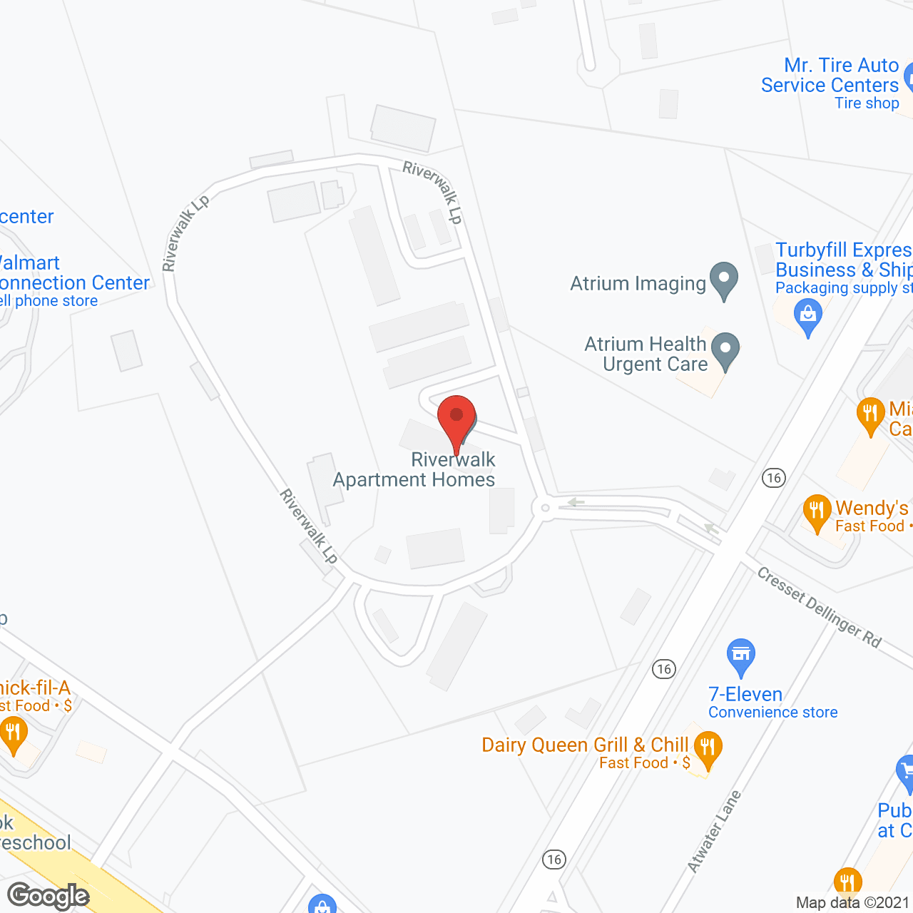 Map of the neighborhood around Riverwalk Apartments