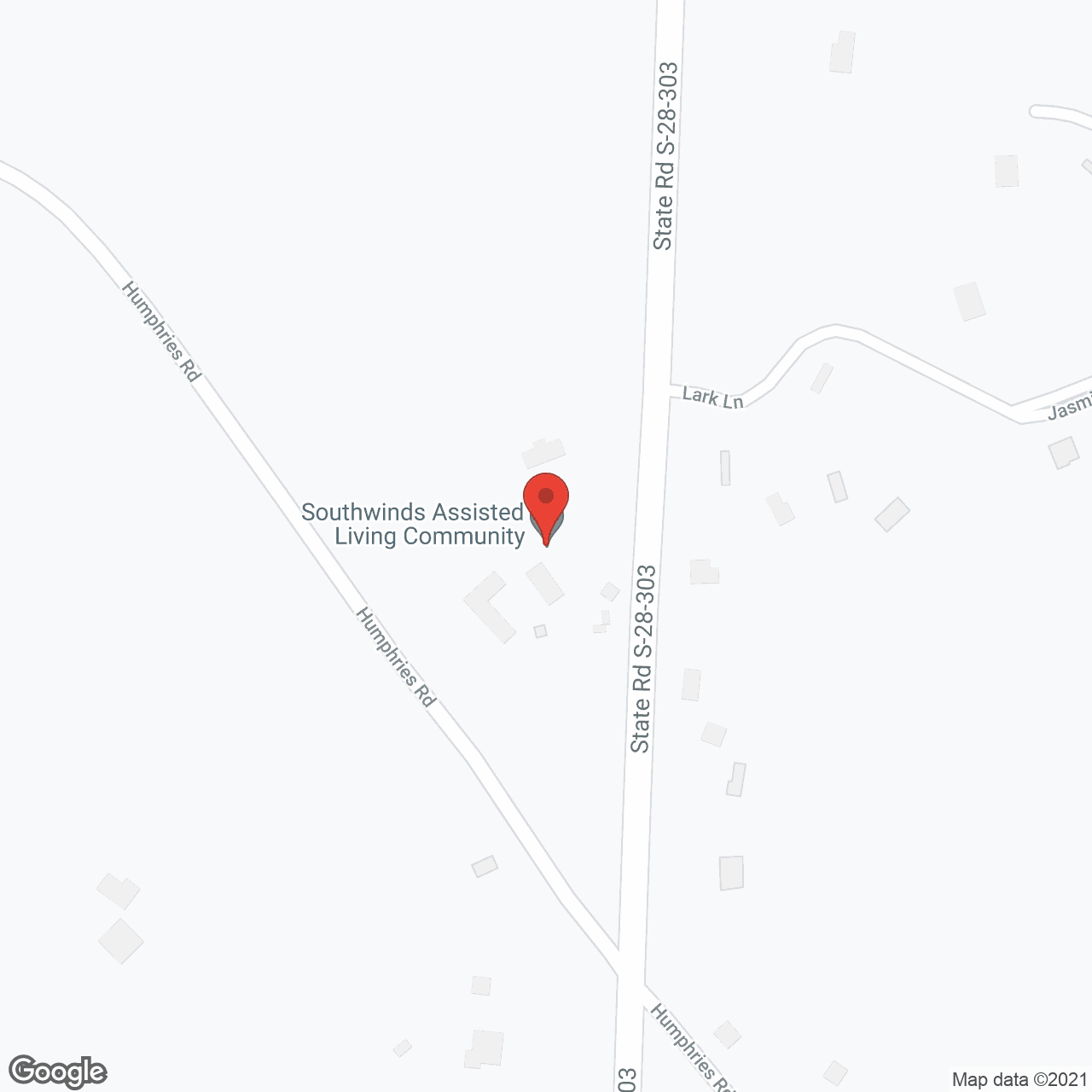 Map of the neighborhood around J C Laraes Southwinds Assisted Living Community