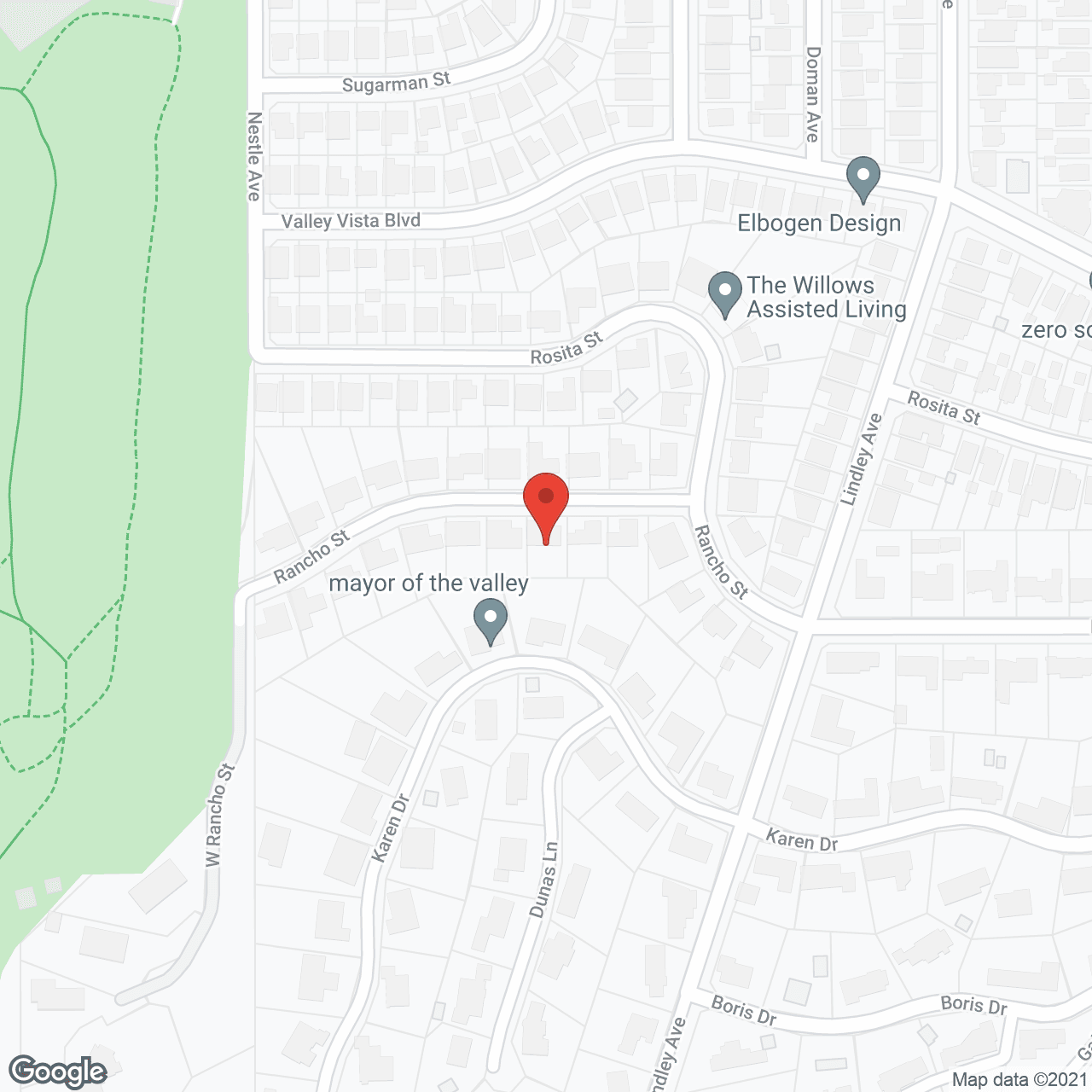 Map of the neighborhood around Tarzana Manor