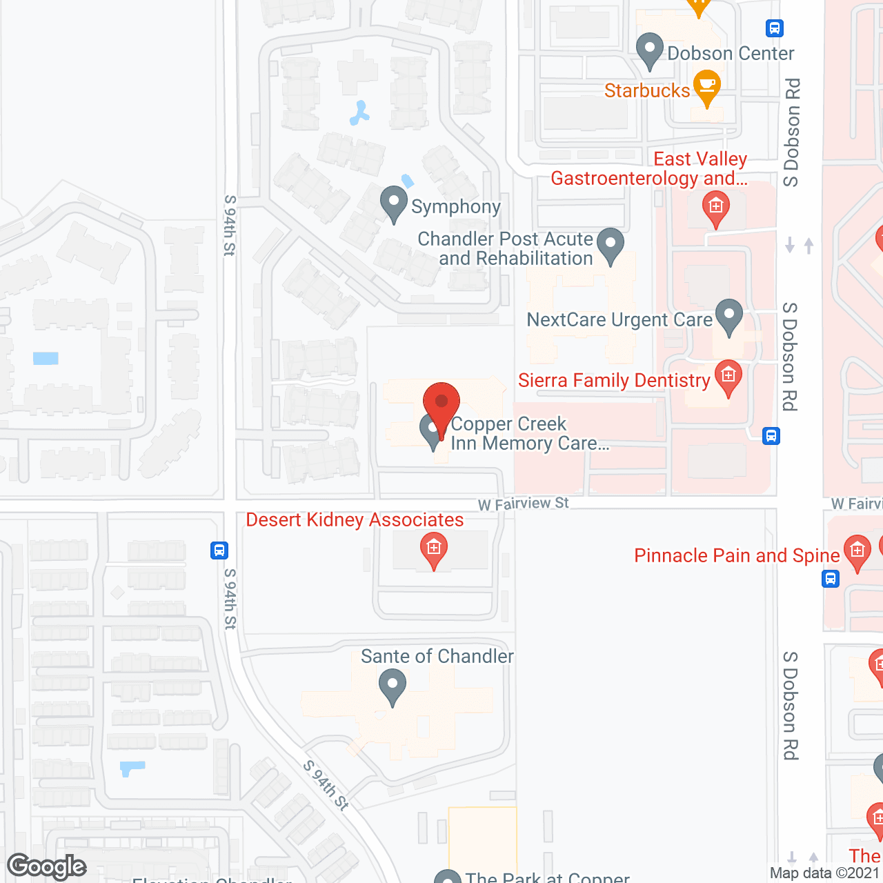 Map of the neighborhood around Copper Creek Inn Memory Care