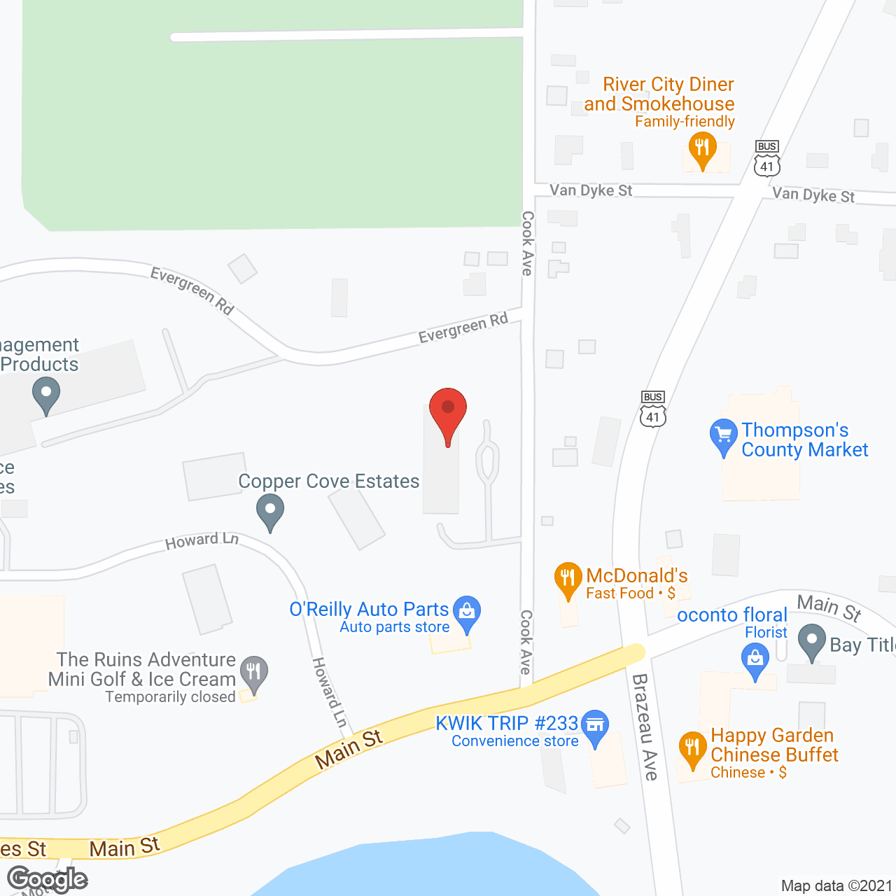 Map of the neighborhood around Bayside Apartments