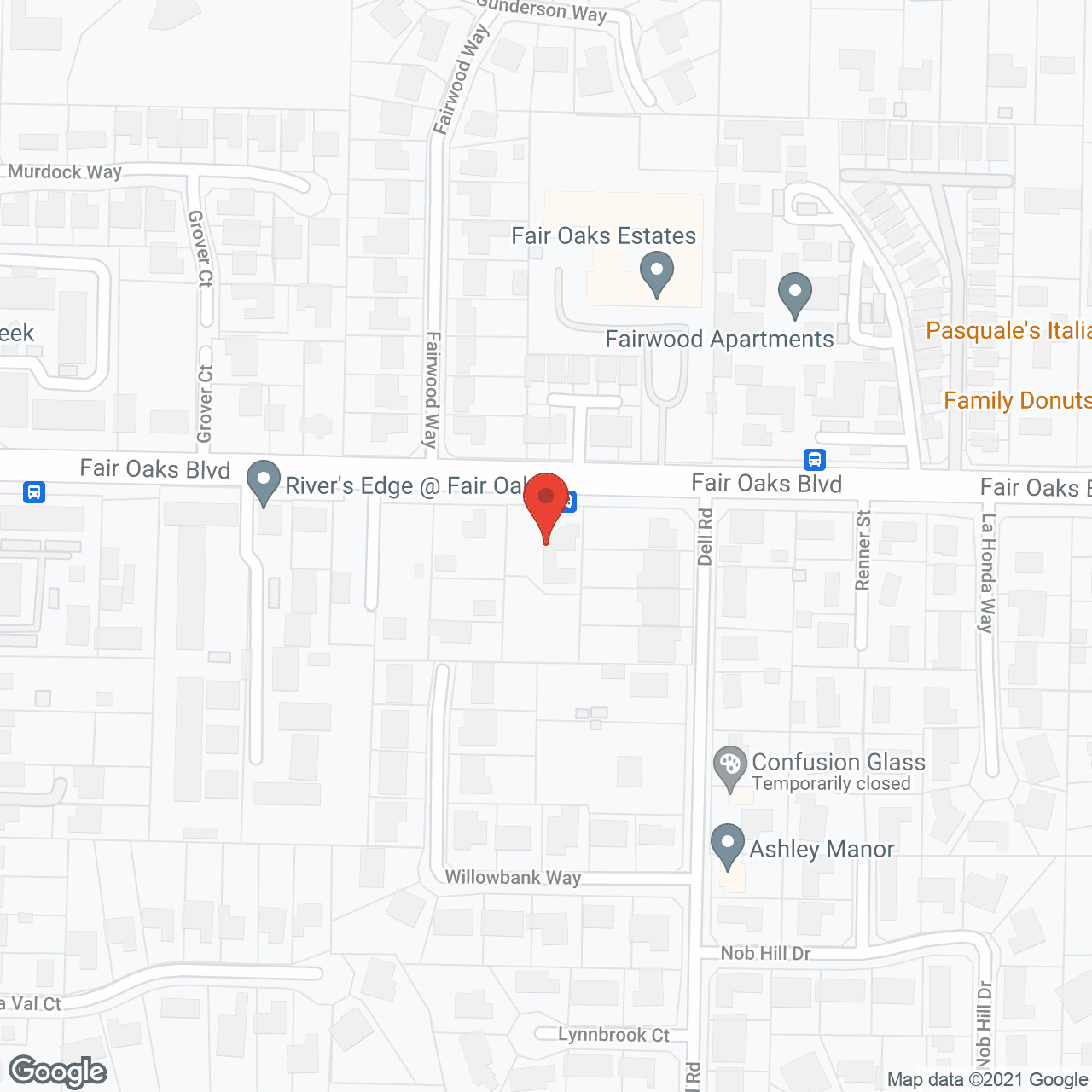 Map of the neighborhood around Ashley Villa