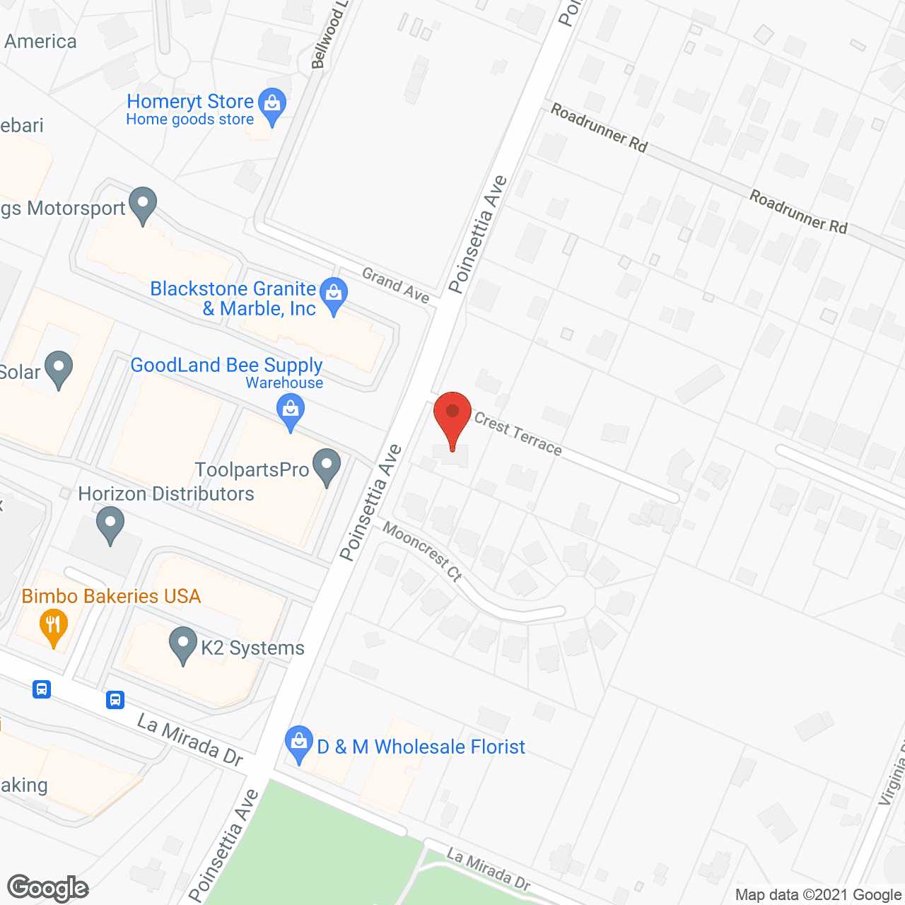 Map of the neighborhood around Palm Crest Gardens