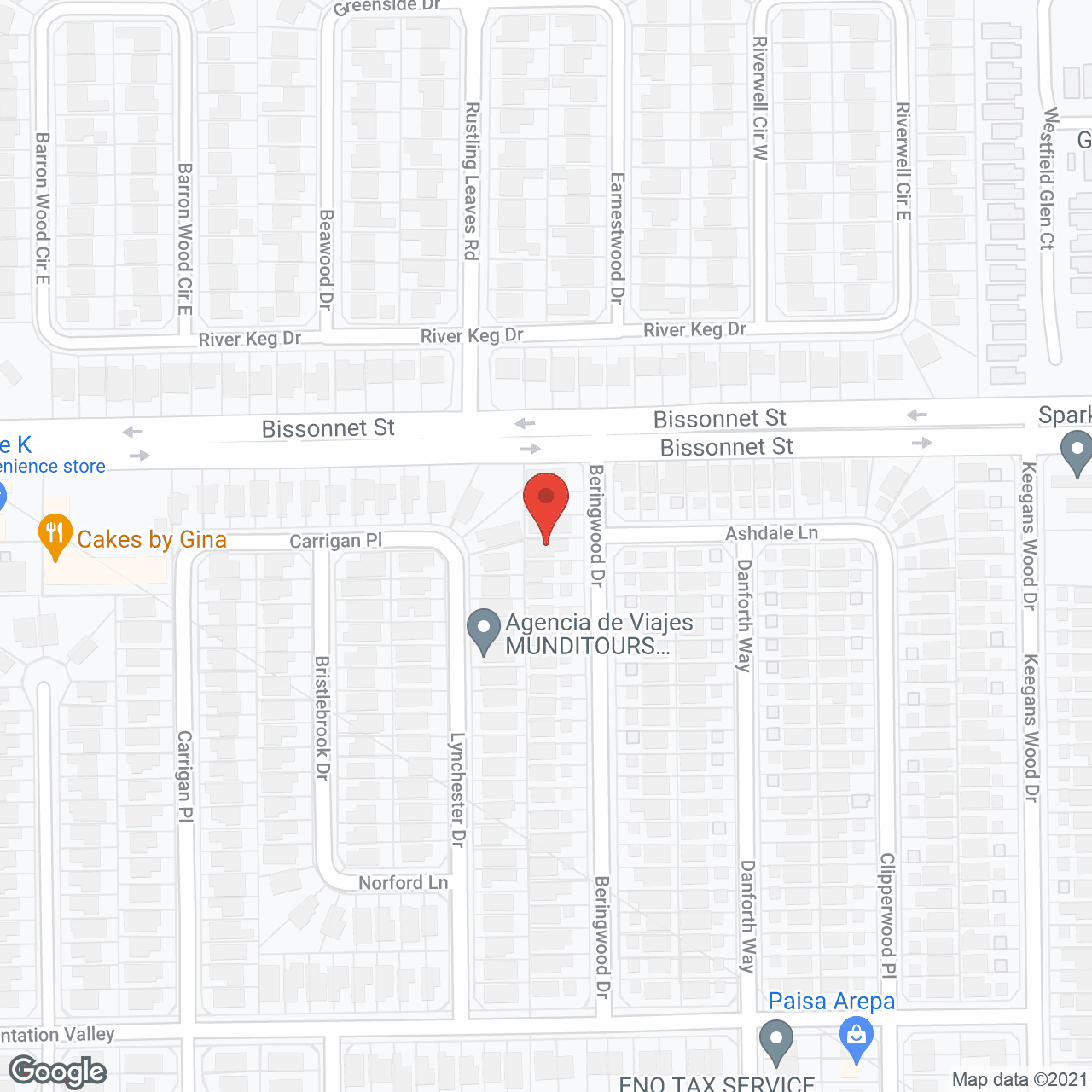 Map of the neighborhood around TG Assisted Living
