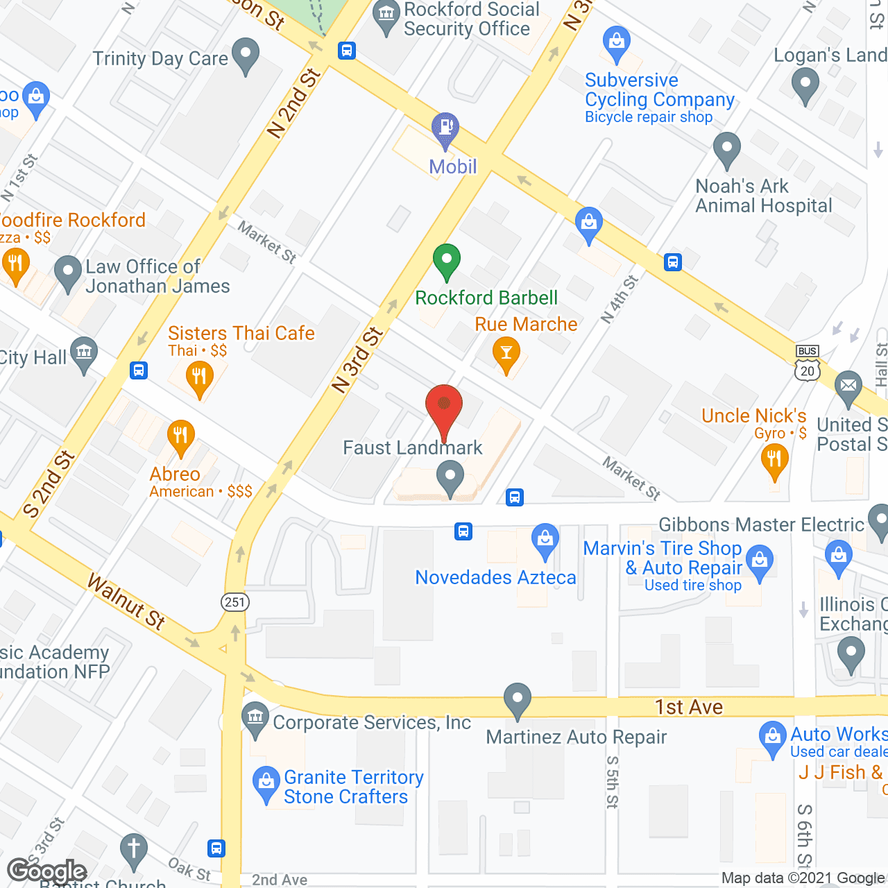 Map of the neighborhood around Faust Landmark Apartments