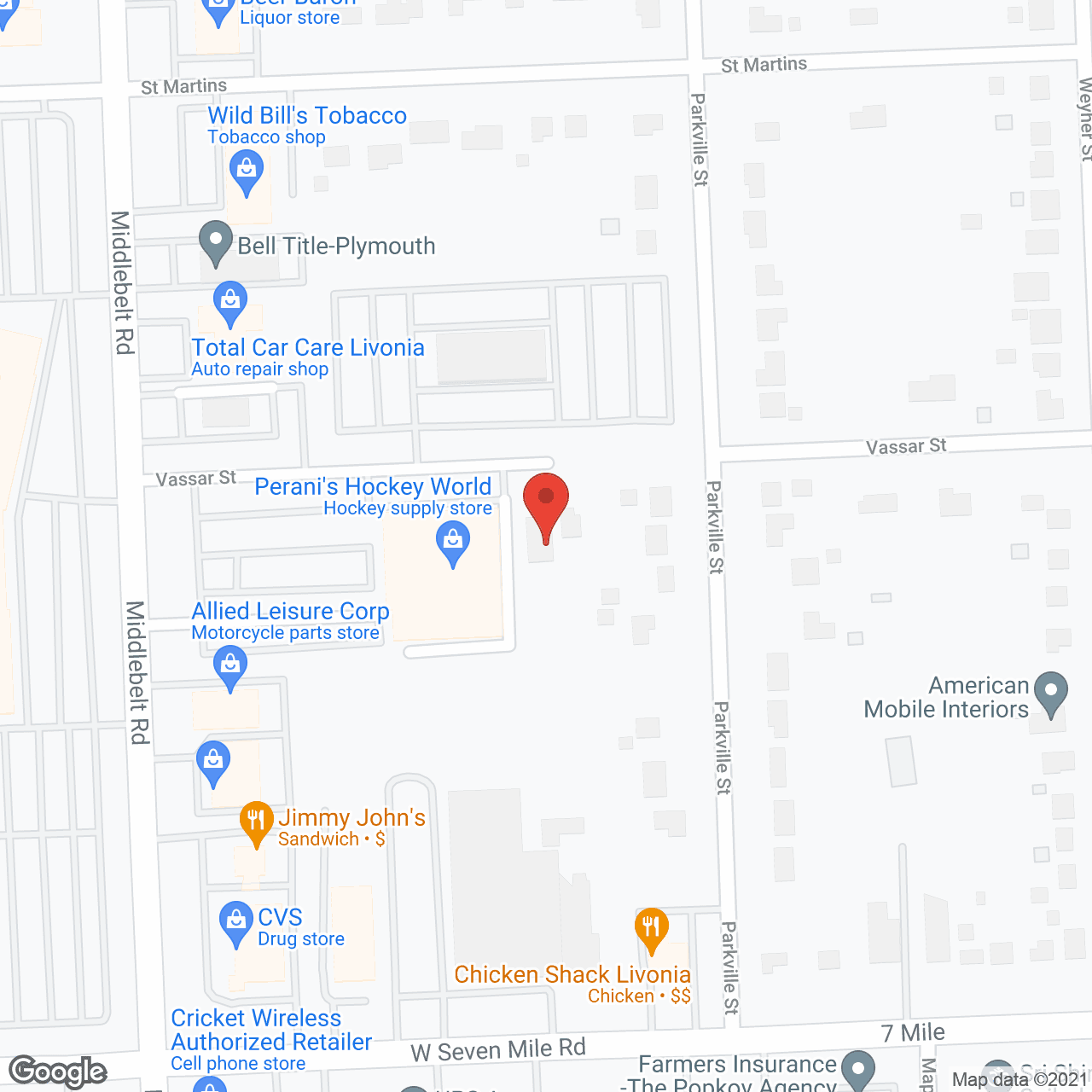 Map of the neighborhood around Livonia Manor