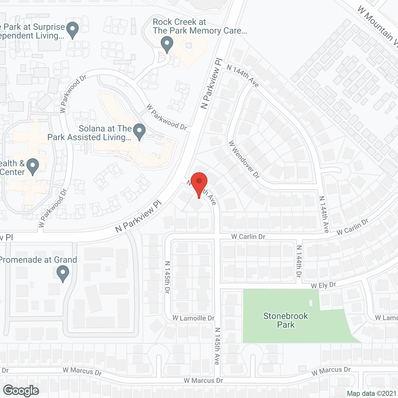 Map of the neighborhood around Parkview Assisted Living