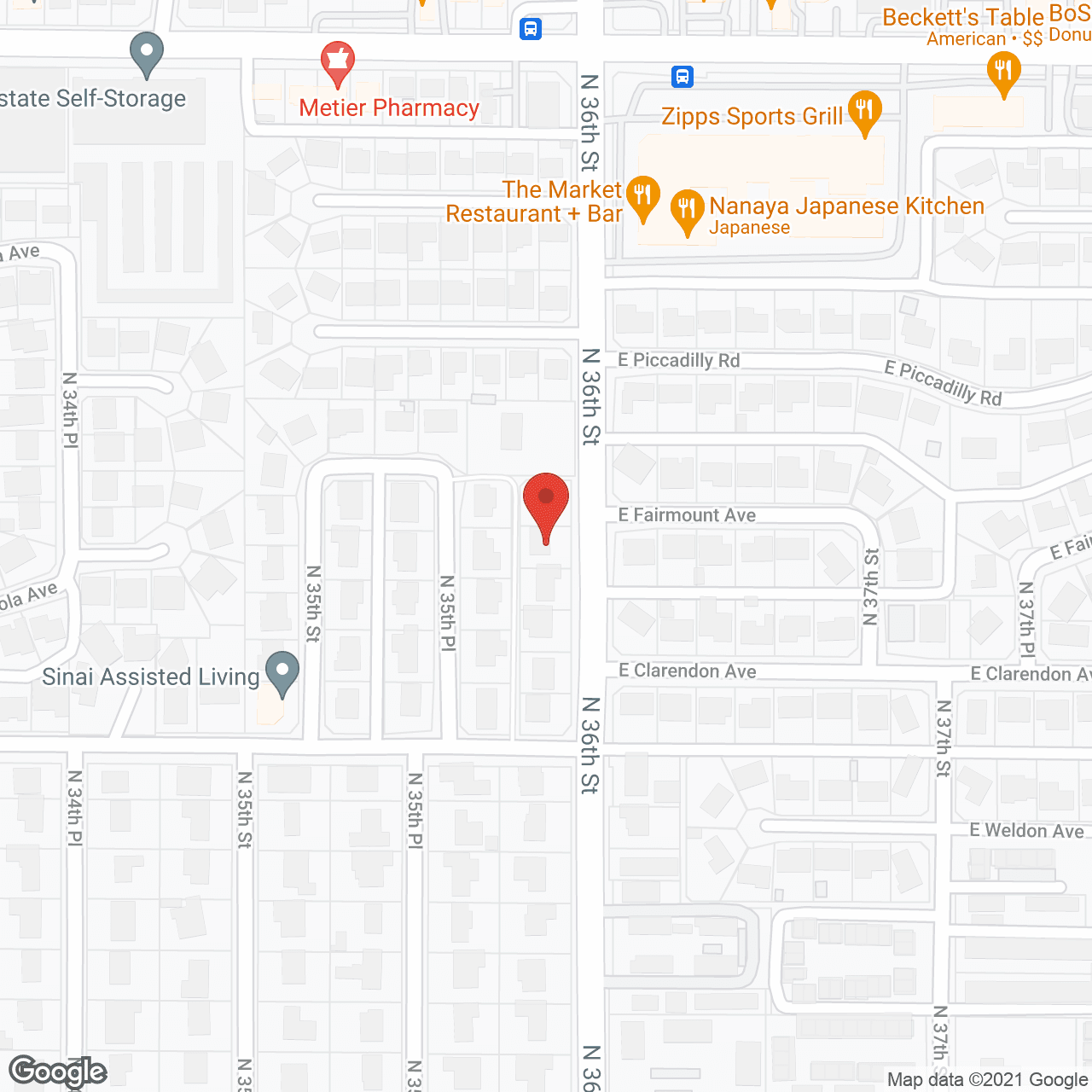 Map of the neighborhood around Sacred Heart Homes