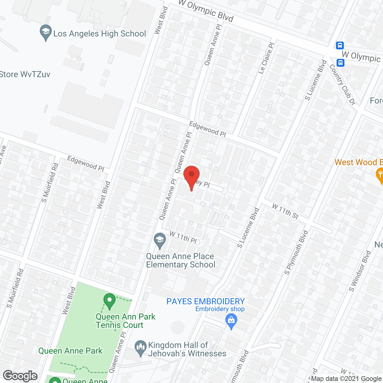 Map of the neighborhood around Olympic Board and Care