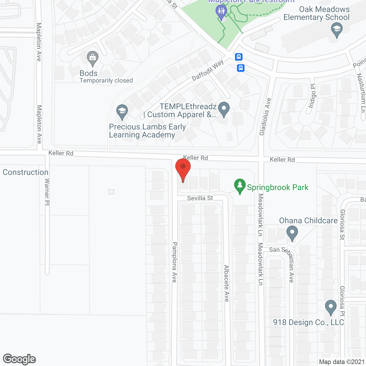 Map of the neighborhood around Crown Manor