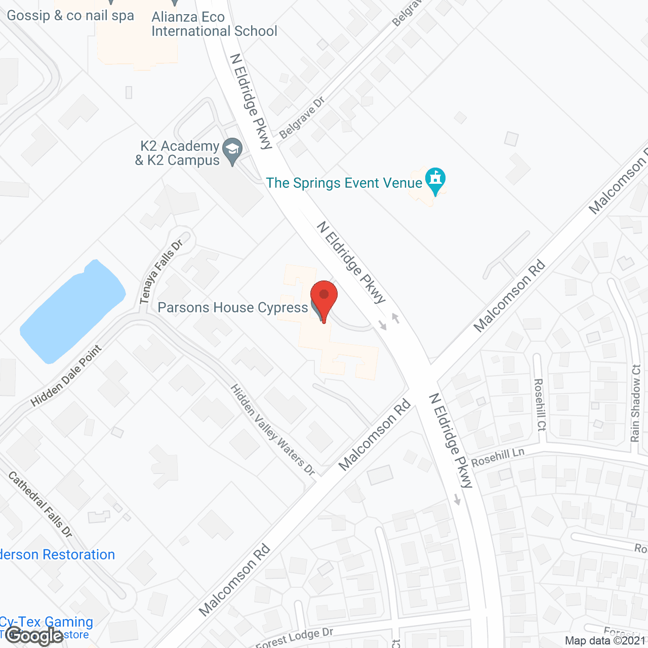 Map of the neighborhood around Parsons House Cypress, LLC