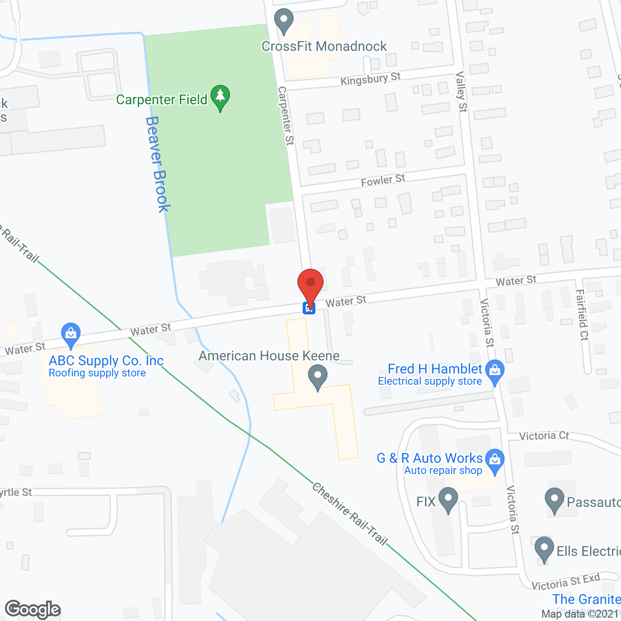 Map of the neighborhood around American House Keene