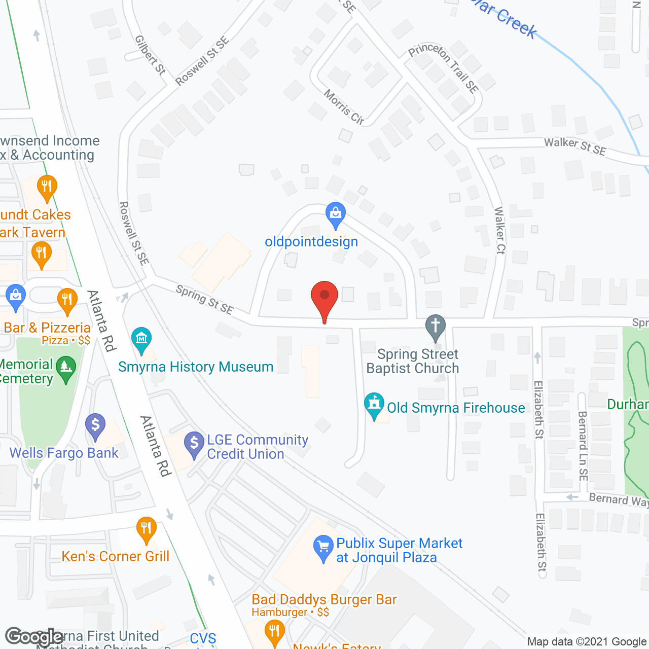 Map of the neighborhood around Smyrna Village