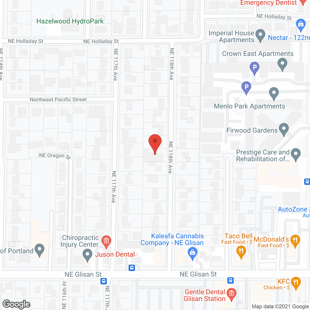 Map of the neighborhood around Columbia Elder Care