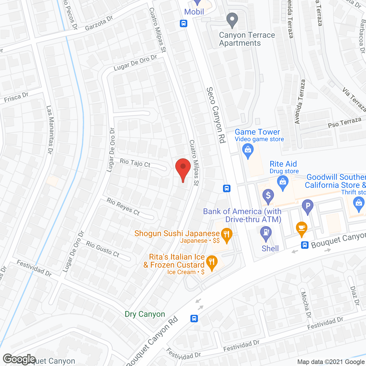 Map of the neighborhood around Canyon View Residential
