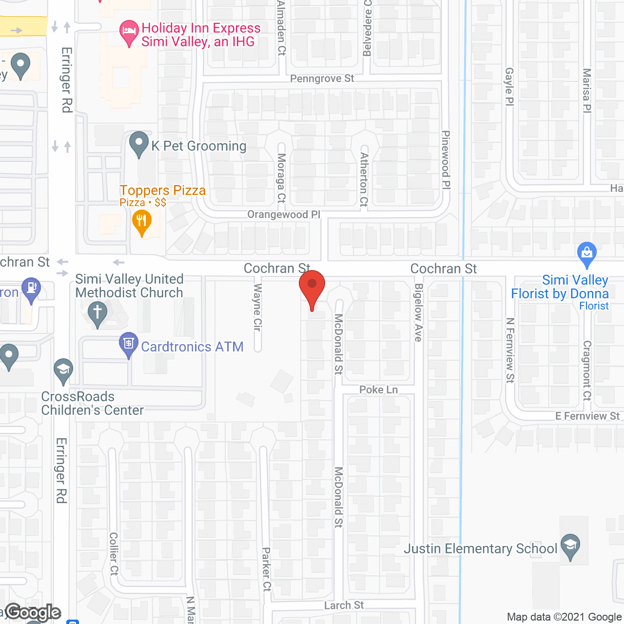 Map of the neighborhood around Angels on Tracy II