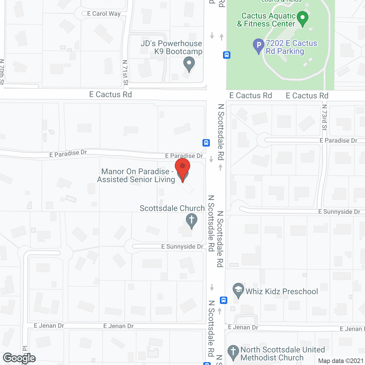 Map of the neighborhood around Manor On Paradise