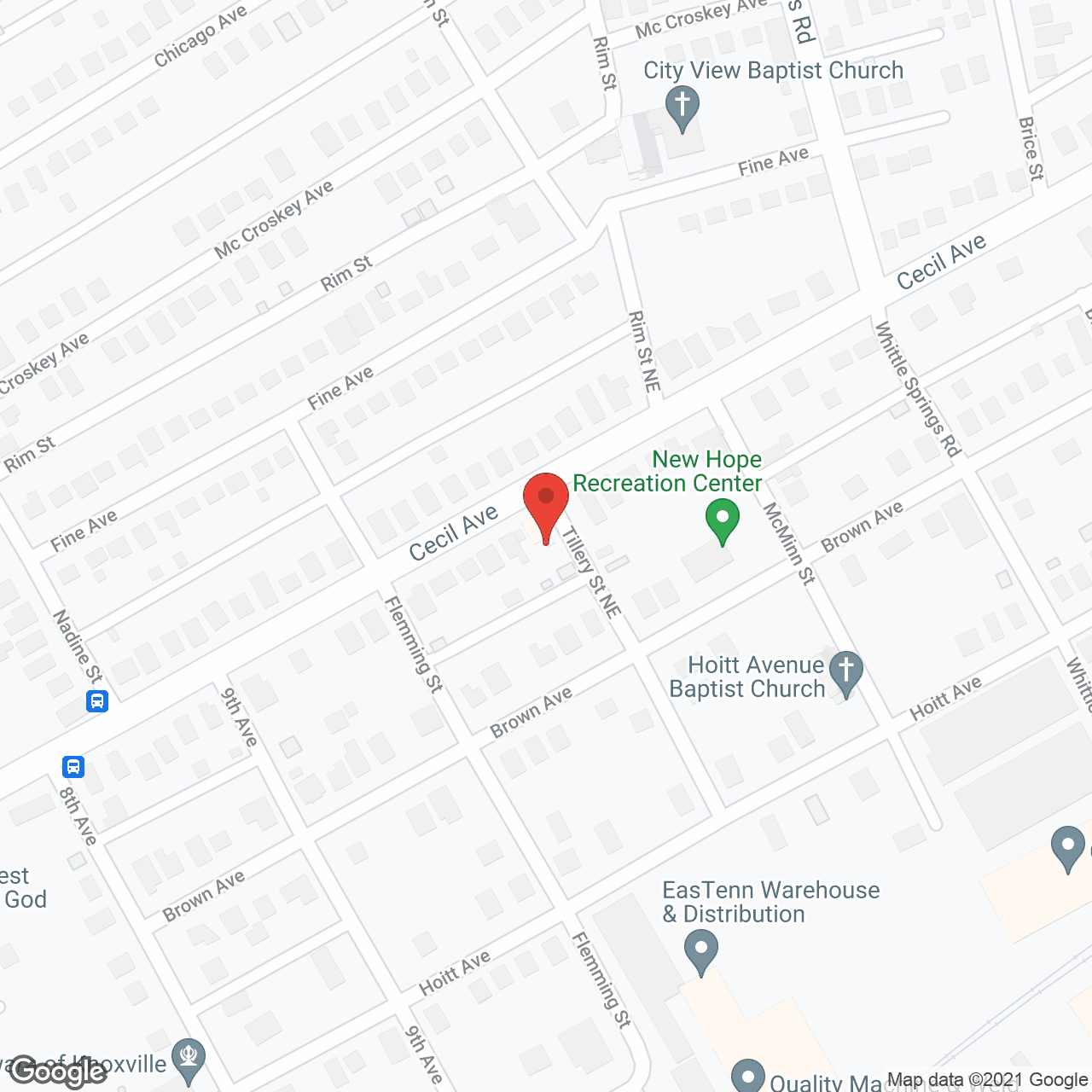 Map of the neighborhood around Cecil Boarding House