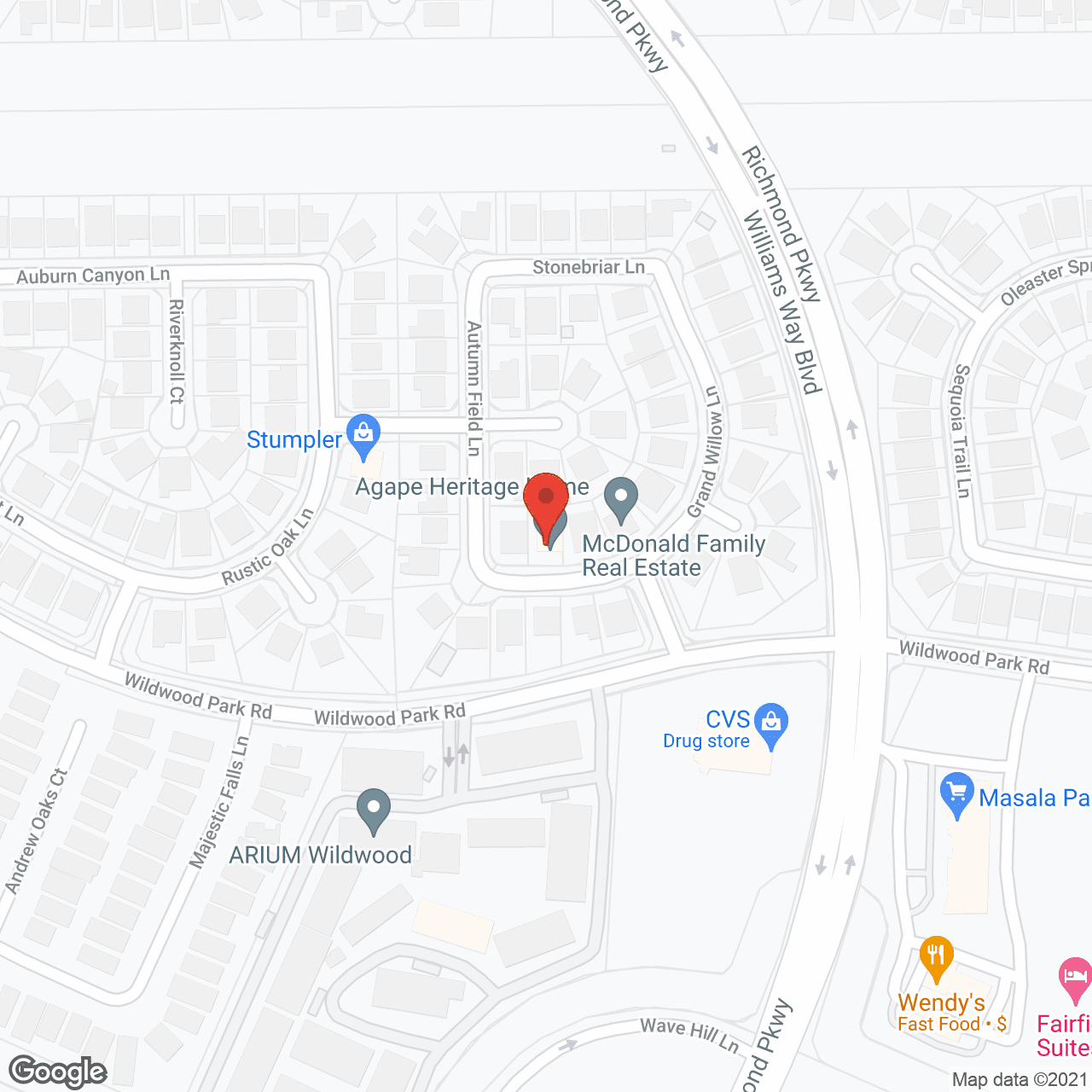 Map of the neighborhood around Agape Heritage Home