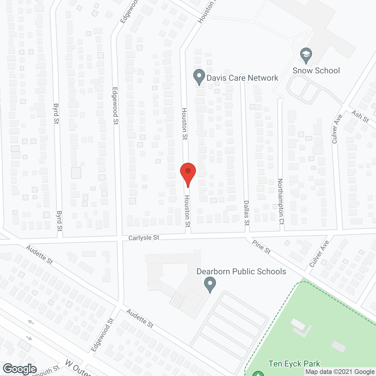 Map of the neighborhood around Houston Special Needs Center