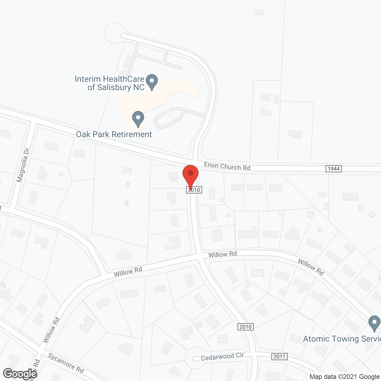 Map of the neighborhood around Oak Park Retirement
