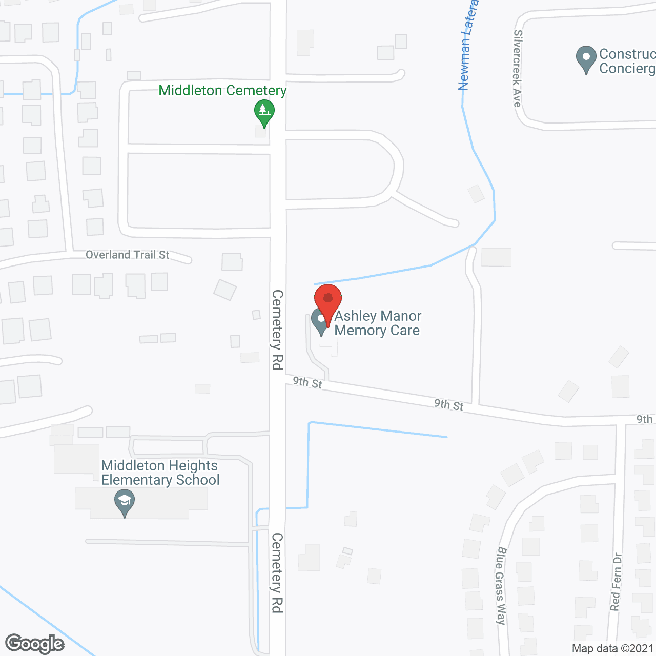 Map of the neighborhood around Ashley Manor - Middleton