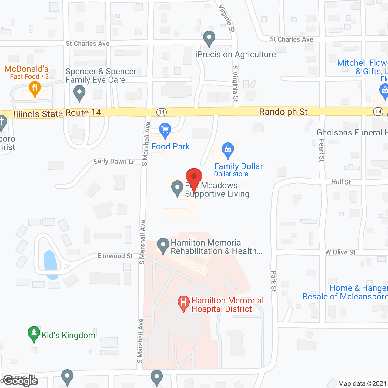 Map of the neighborhood around Heritage Woods of McLeansboro