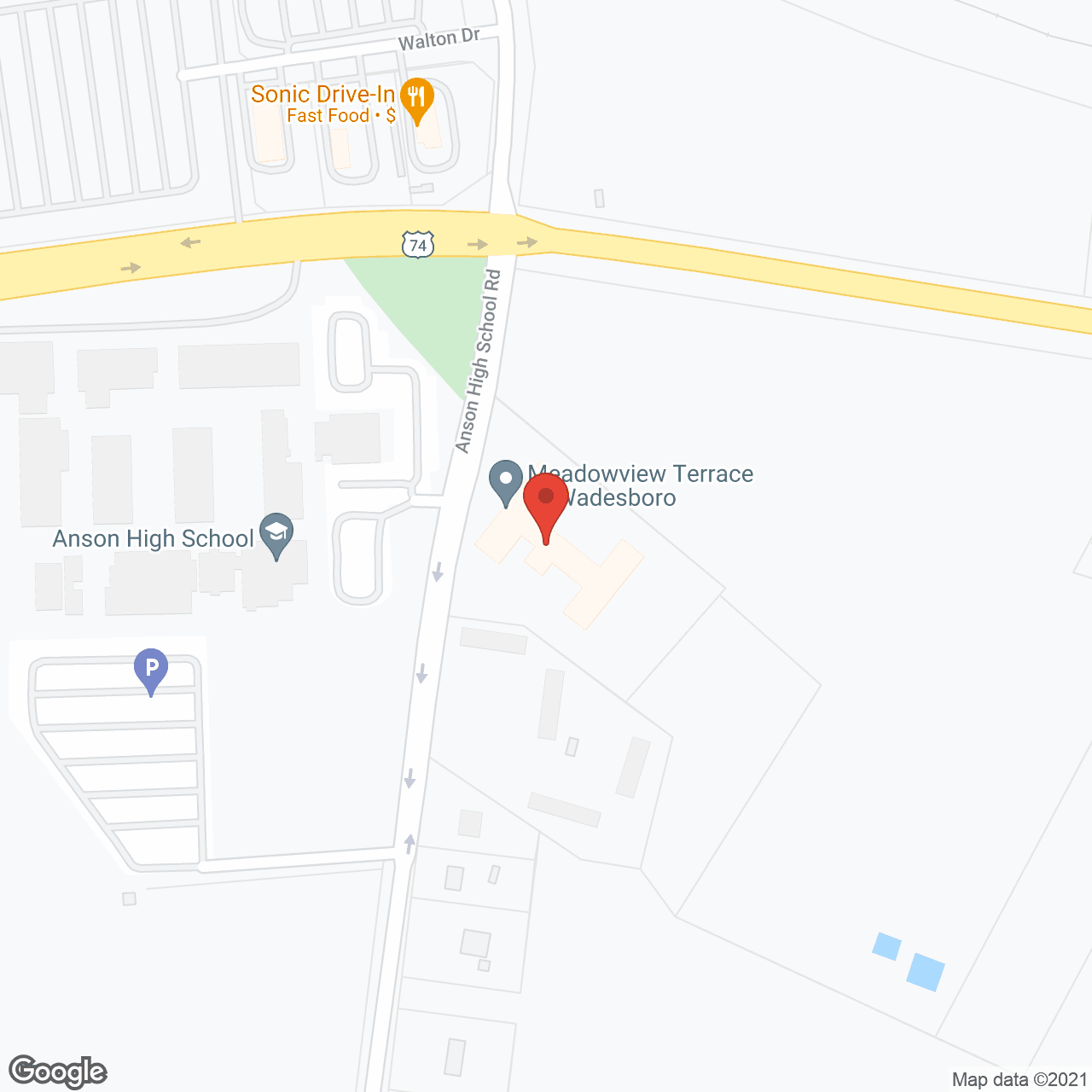 Map of the neighborhood around Meadowview Terrace of Wadesboro