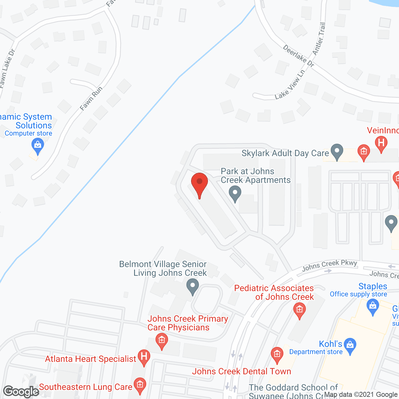 Map of the neighborhood around Park at Johns Creek