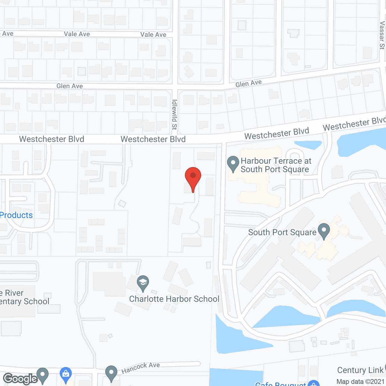 Map of the neighborhood around South Port Square, a CCRC