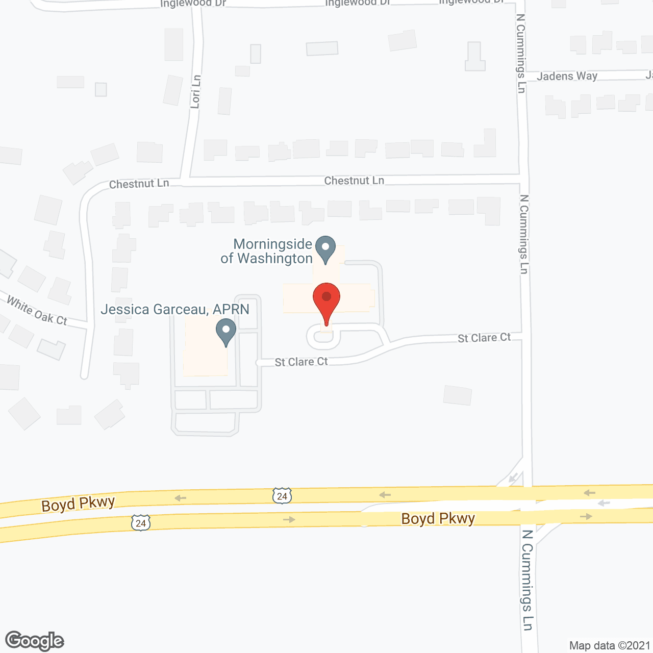 Map of the neighborhood around Charter Senior Living of Washington