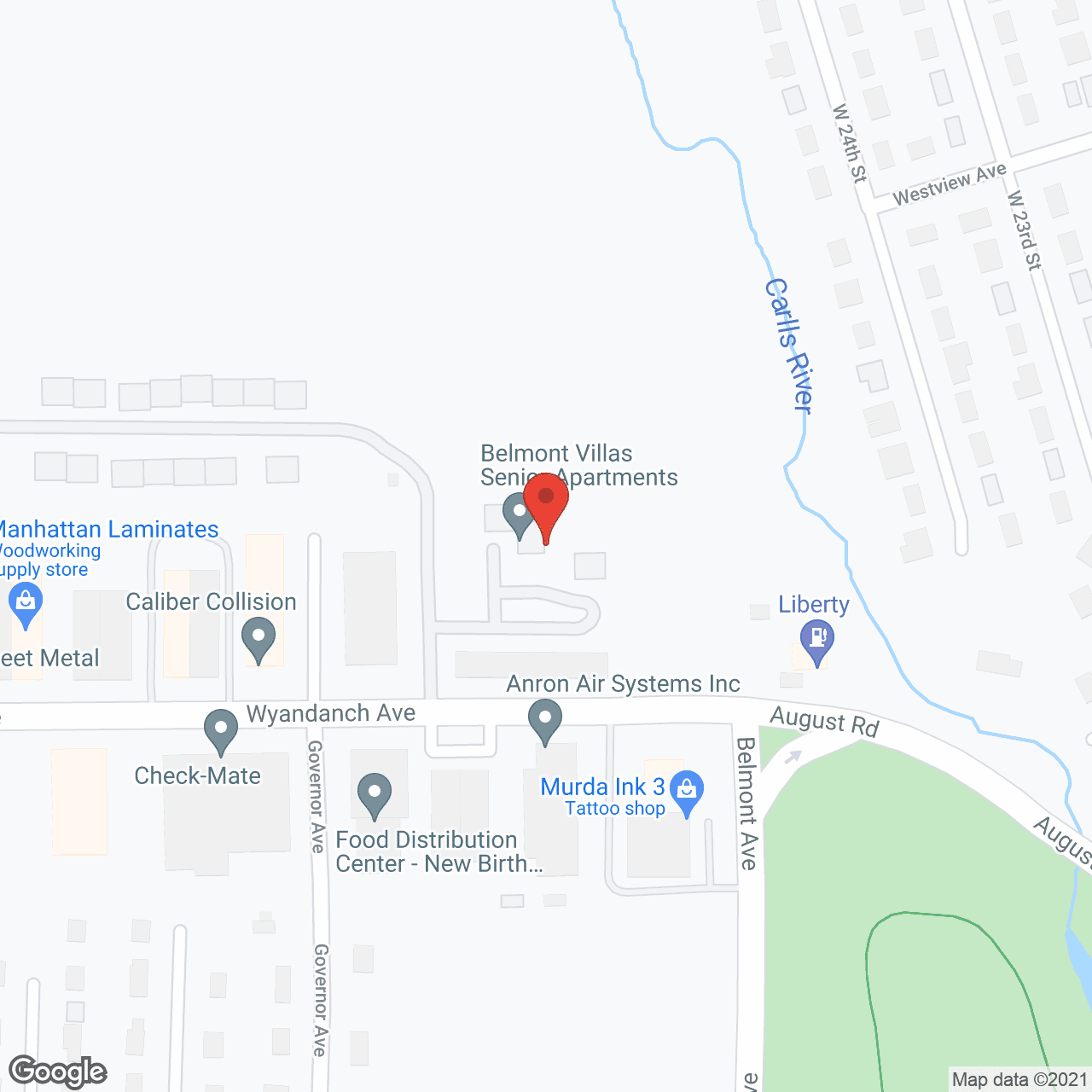 Map of the neighborhood around Belmont Villas