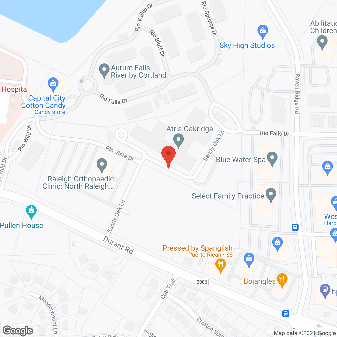 Map of the neighborhood around Atria Oakridge