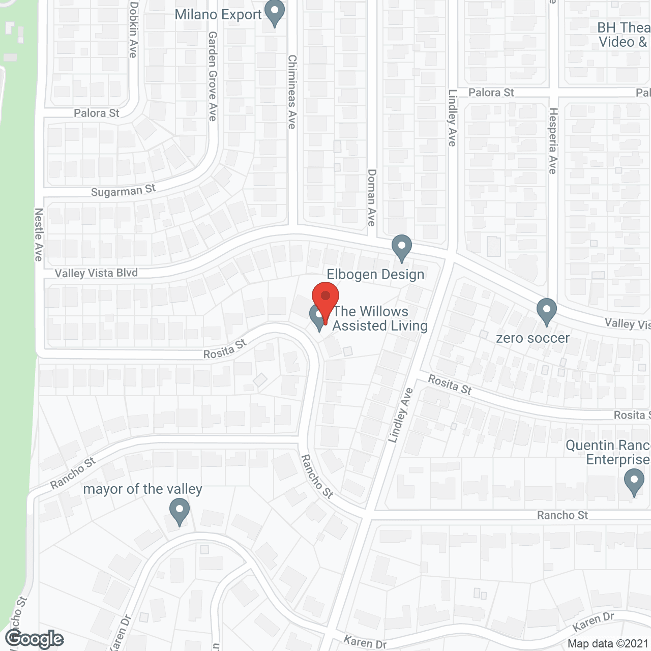 Map of the neighborhood around The Willows