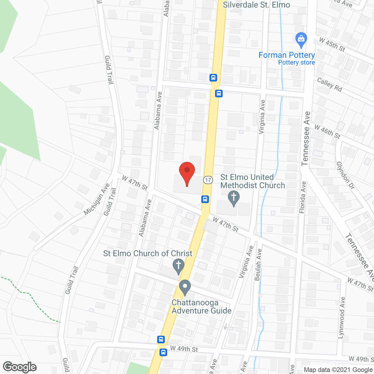 Map of the neighborhood around St. Elmo Court