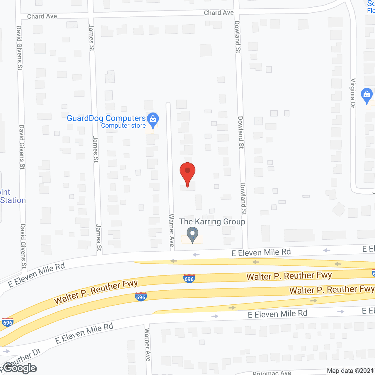 Map of the neighborhood around Sierra Homes AFC