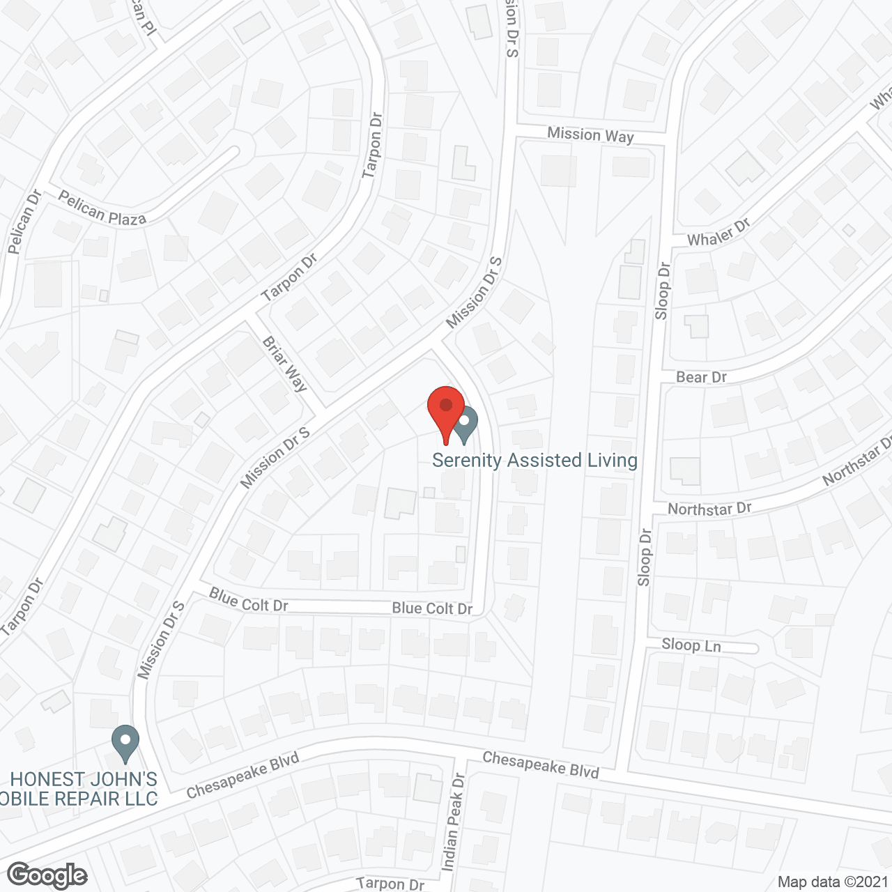 Map of the neighborhood around Serenity Assisted Living