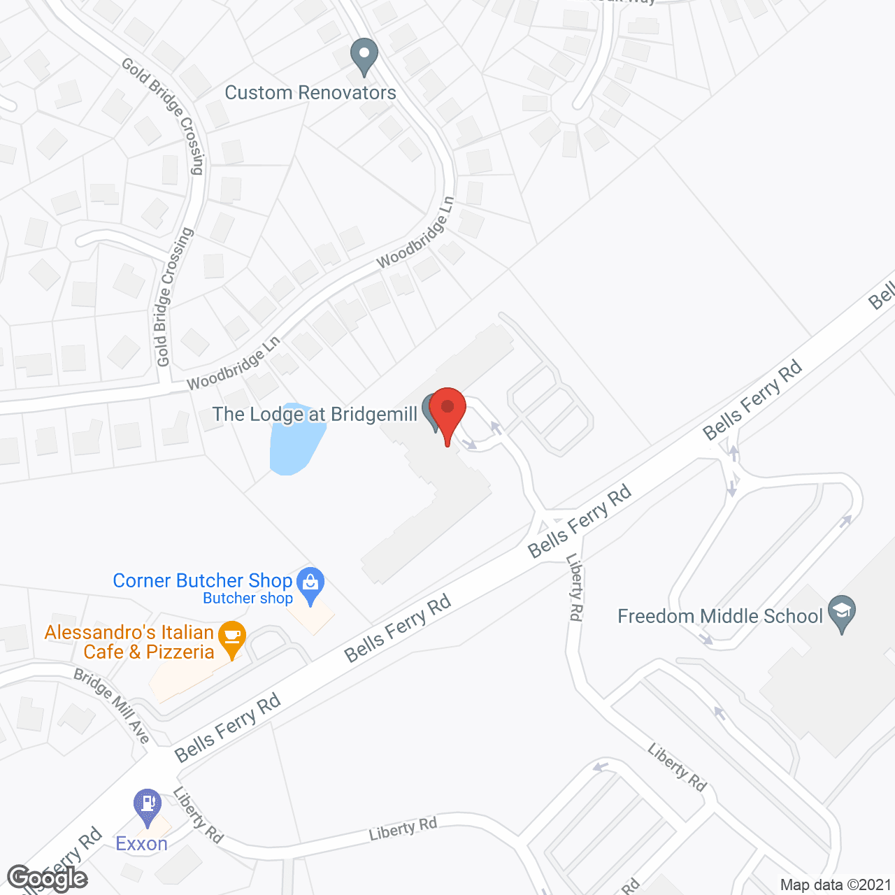 Map of the neighborhood around The Lodge at Bridgemill