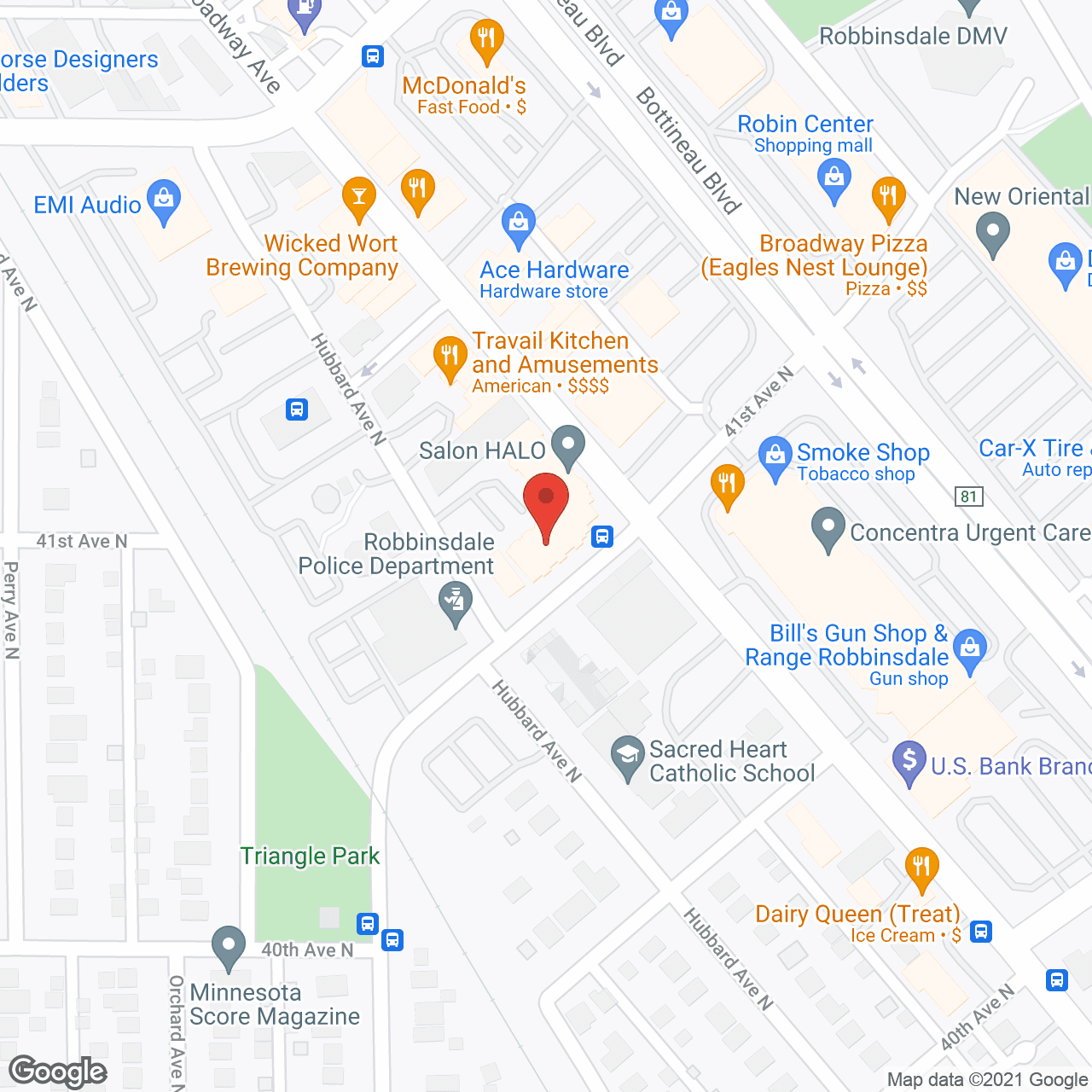 Map of the neighborhood around Broadway Court