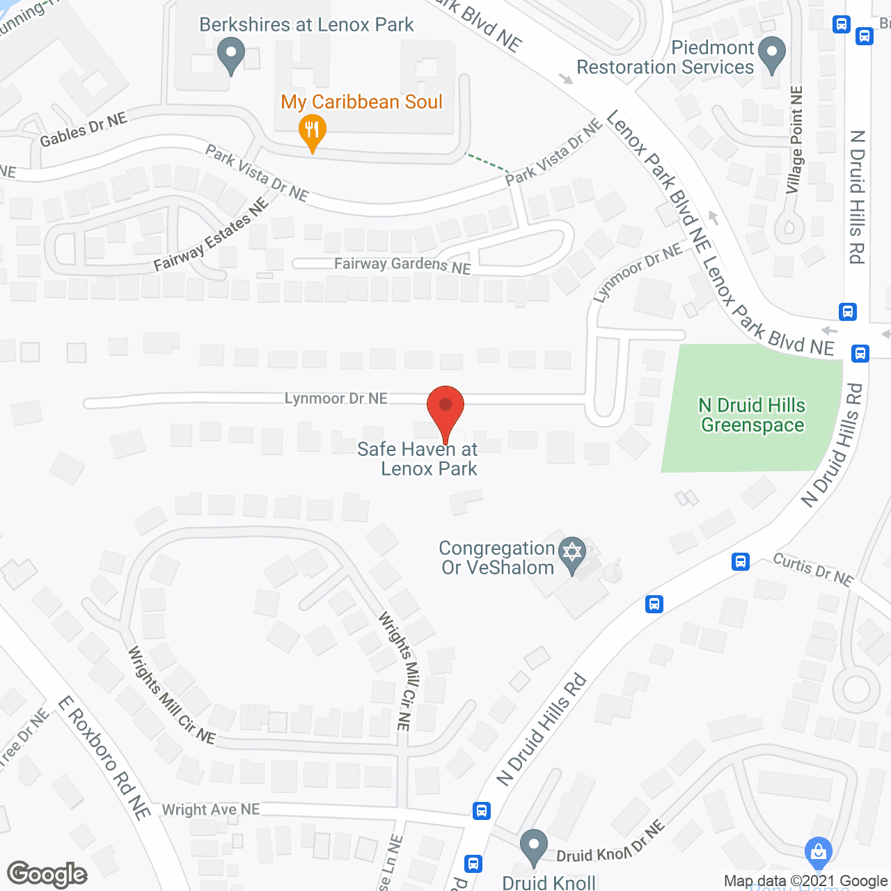 Map of the neighborhood around Safe Haven at Lenox Park