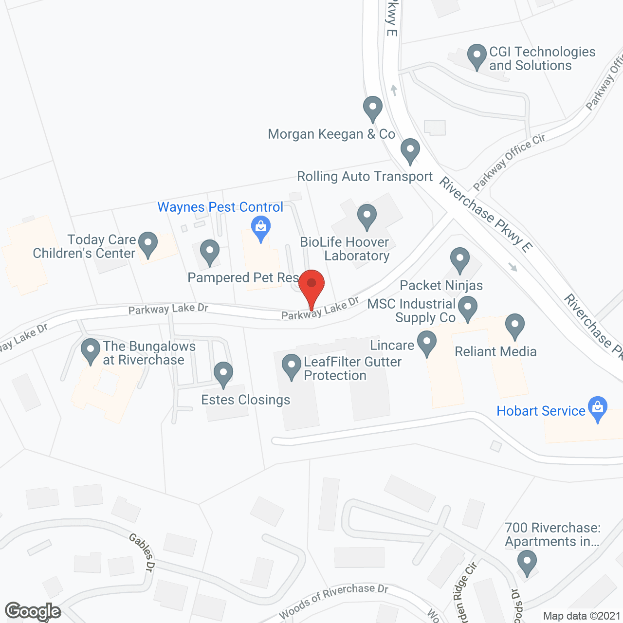 Map of the neighborhood around The Bungalows at Riverchase