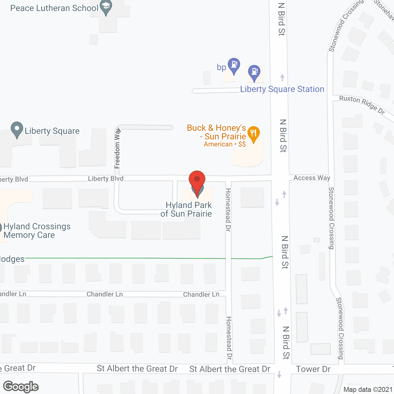 Map of the neighborhood around Hyland Park of Sun Prairie