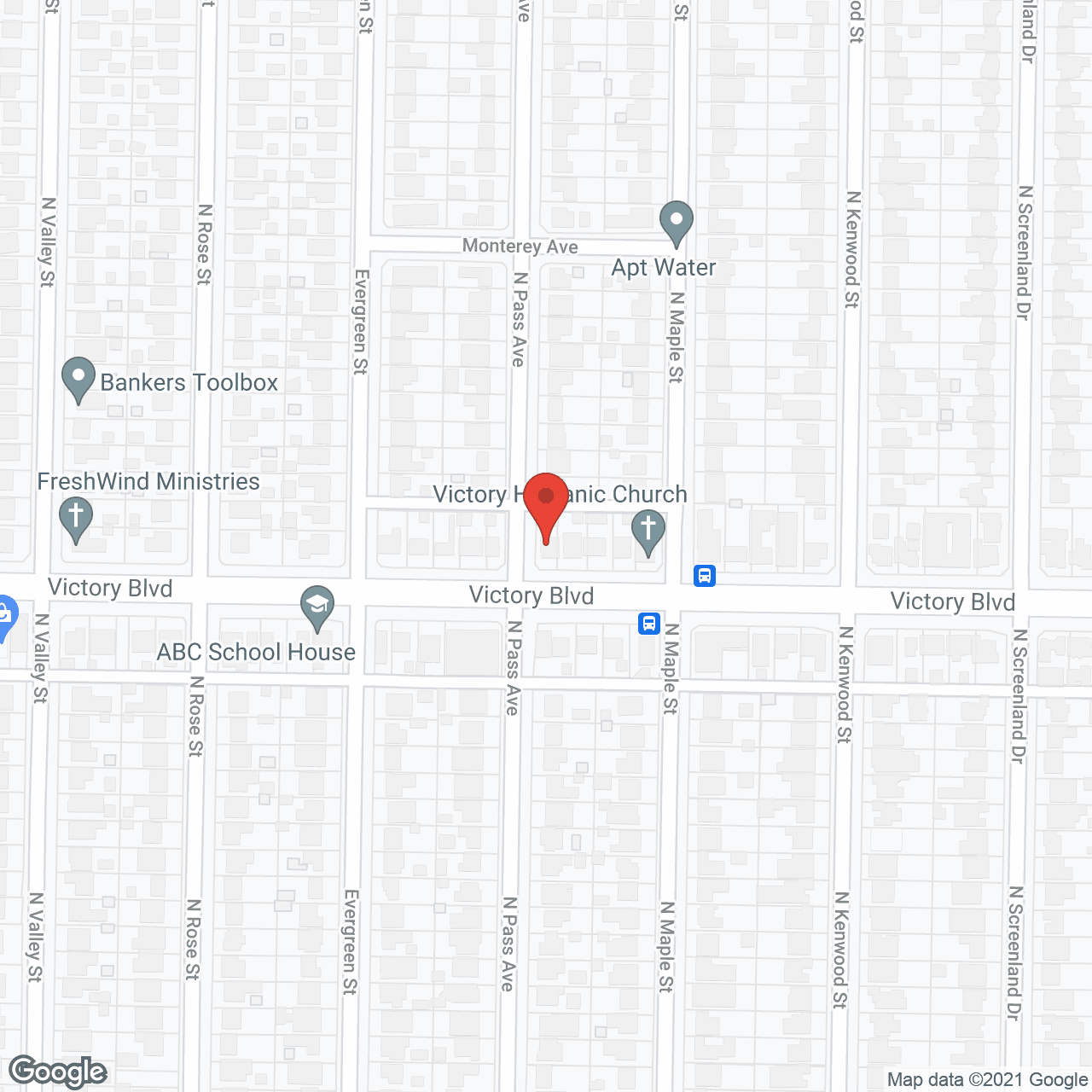 Map of the neighborhood around Victory Place