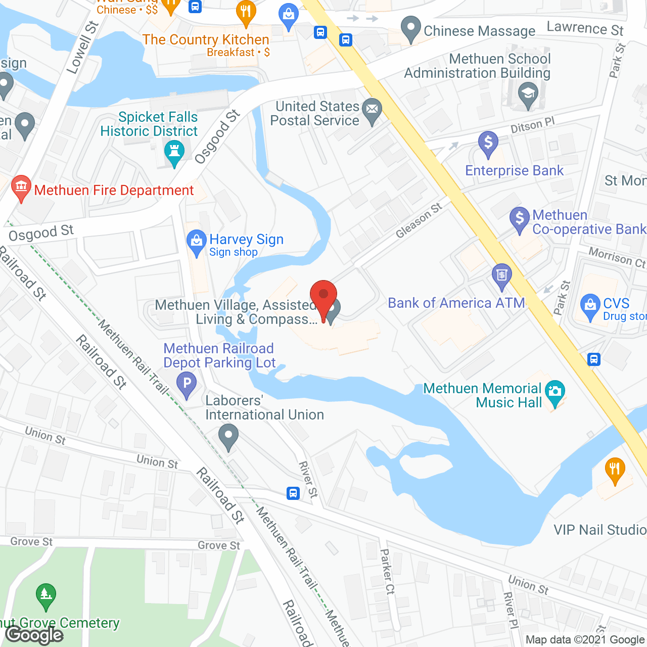 Map of the neighborhood around Methuen Village