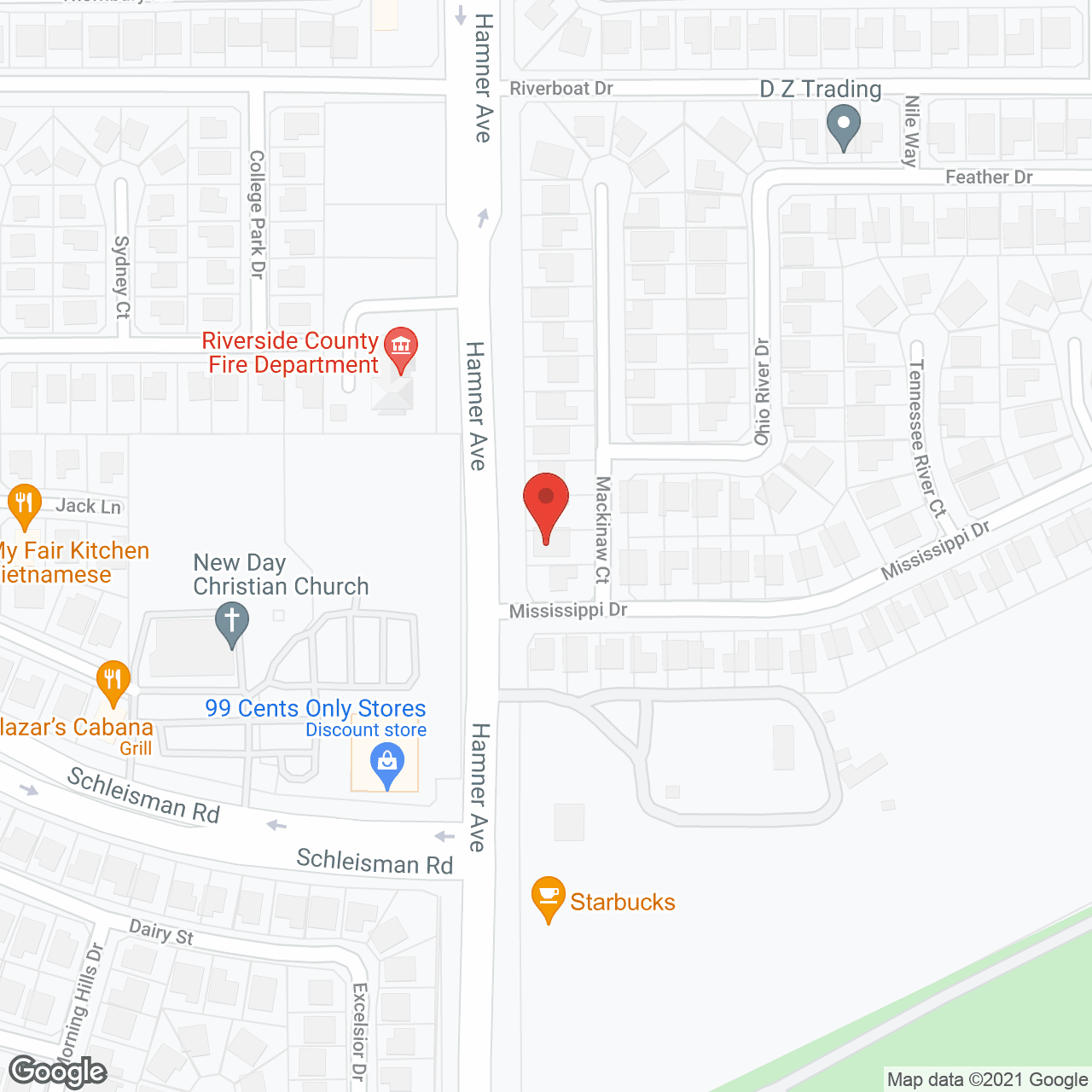 Map of the neighborhood around Hamner Manor