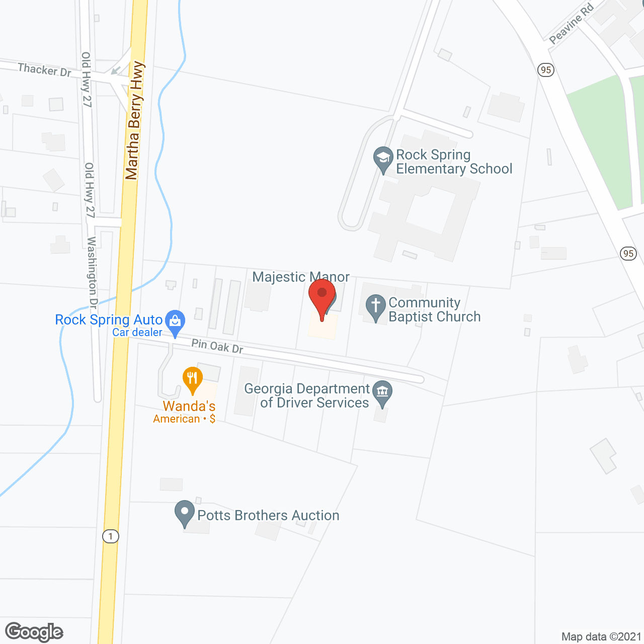 Map of the neighborhood around Majestic Manor