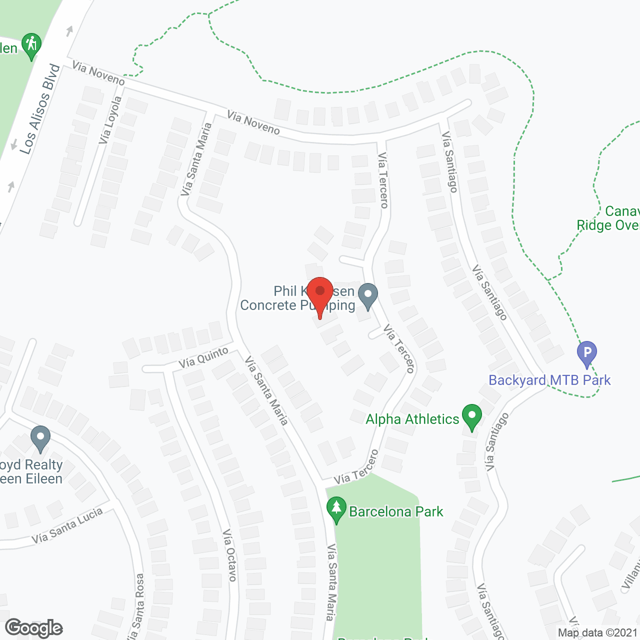 Map of the neighborhood around Via Tercero Homes